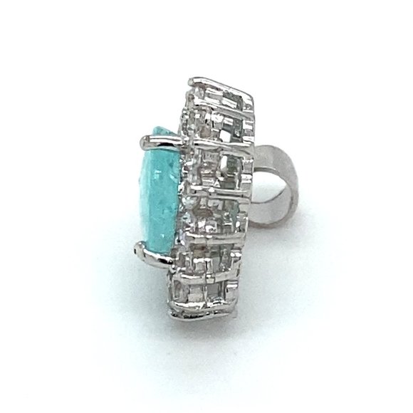 Paraiba Tourmaline 2.06ct White Gold Silver Pendan - Picture 5 of 6